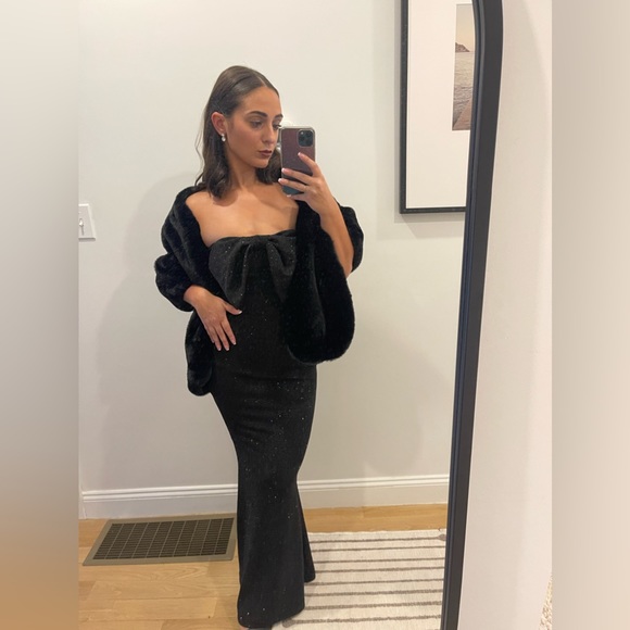 WINDSOR | Strapless Sparkle Front Bow Fitted Dress - Picture 1 of 7